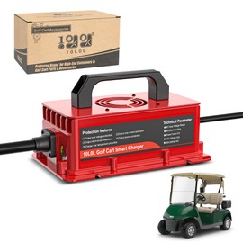 10L0L Golf Cart Battery Charger for EZGO TXT (18A 36V) & RXV (15A 48V) with D Style Plug, IP68, Smart Technology Golf Cart Battery Charger for Lead Acid Batteries, Trickle Charge (RXV (Red))