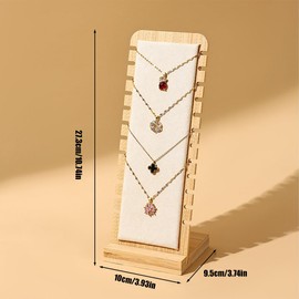 WUSJCOF 12 Slots Necklace Jewellery Stand Tabletop Display Boards Showcase Holder Long Chain Organiser with Leather for Necklaces, Pendants, Bracelets, multicoloured