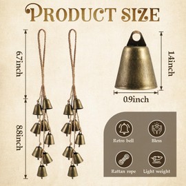 2 Pack Witch Bells for Door Knob Protection Outdoor Bells Hanging Bells for Door knob Witches Bells Magic Wind Chimes for Home Protection Witch Bells Kit(Rustic)