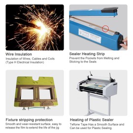 BOMEI PACK Teflone Tape PTFE Glass Cloth Coated, (3-inch x 33 Feet x 0.18mm) High Temperature Fiberglass Adhesive Tape for Vacuum Sealer Machine