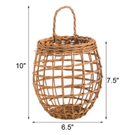 Elsjoy Set of 2 Hanging Onion Basket, Wall Mount Wicker Baskets for Storage Kitchen Woven Rattan Basket, Pantry Wicker Basket for Onion, Garlic, Potato