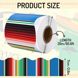 Whaline 65.6Ft Mexican Fiesta Bulletin Board Border Colorful Stripes Scalloped Decorative Border Trim Cinco De Mayo DIY Crafts Border Decor for Summer Back to School Classroom Wall Blackboard, 1 Roll