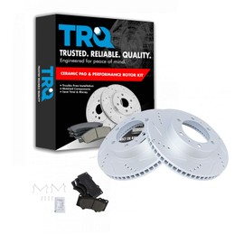 TRQ Front Performance Brake Pad & Rotor Kit Brake Pads Brake Rotors Set Ceramic Premium G-Coated Compatible with 2003-2009 Toyota 4Runner 2007-2014 FJ Cruiser 2005-2021 Tacoma