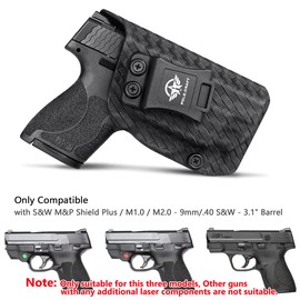 M&P Shield 9mm Holster, Carbon Fiber Kydex Holster IWB for Smith & Wesson M&P Shield M2.0 9mm/.40 S&W 3.1" Barrel with Integrated Crimson Trace Laser -Inside Waistband Holster(Black, Right)