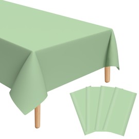 Lianxuia 4 Pcs Sage Plastic Tablecloths, 54 * 108 Inch Rectangle Green Table Cover, Disposable Waterproof Sage Table Cloths for Parties, Weddings, Baby Shower, Birthday Party Decorations