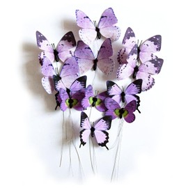 naudassods Paquete de 12 decoraciones de mariposa, decoraciones de mariposa DIY de 3D, 2 tamaños de adorno de mariposa para decoración falsa de flores para el hogar, suministros para té, fiesta, boda