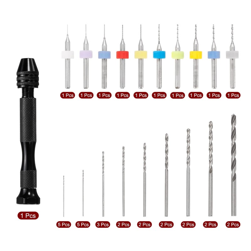 sourcing map 36 Piece Pin Vise Hand Drill Set, 0.1