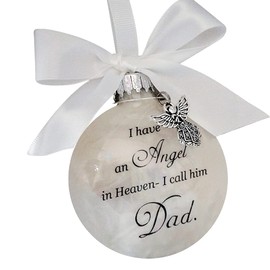 Uposao Transparent Christmas Decoration with Feather Ball, A Piece of My Heart is in Heaven Round Christmas Baubles Christmas Decoration Hanging Pendant Memory of Loved Ones, Dad