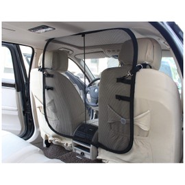 PET LIFE Rectangular 'Easy-Hook' Backseat Meash Folding Dog Cat Child Car Seat Carseat Safety Barrier, One Size, Black