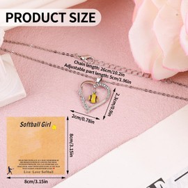 Mikovivi Softball Necklace for Women, Dainty Softball Heart Pendant Necklace Inspirational Sports Themed Jewelry Accessories Stuff for Mom Ball Lovers Players Team Party Favor