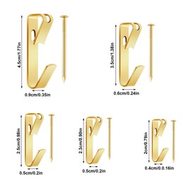 Skyzone 130-Piece Picture Hooks Picture Hangers with Nails, High Performance Picture Frame, Metal Picture Hooks, Professional Picture Hanging Set for Office Pictures, Clock Mirrors (Gold Colour)