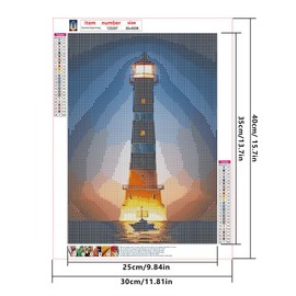 DCIDBEI 30 x 40 cm Diamond Painting Lighthouse at Night, Painting by Numbers Adults Landscape Sea, Diamond Embroidery Ship for Children, Living Room Decoration, Crafts, Painting & Crafts