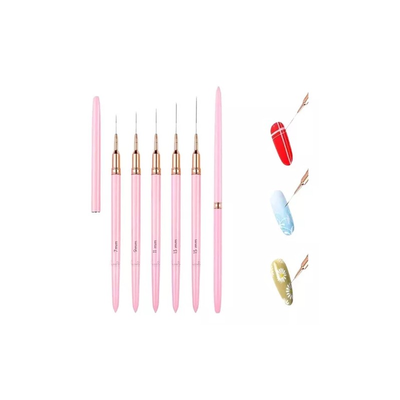 Xiaoya 5 Pinceles Liner Fino Mano Alzada, Decoración Uñas Acrílicas