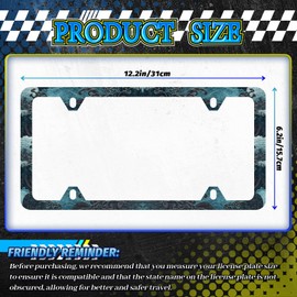 2pcs Ocean Wave License Plate Frame Blue Texture Waves Print License Plate Holders Stainless Steel Colorful Auto Accessory Bracket Holes Screws Universal Us Car License Plate Frames 6.2 x 12.2 Inch