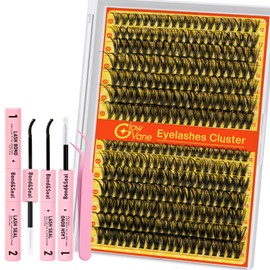 Cluster-Lashes Kit D Curl, Glowvane Eyelashes Individual Kit 10-18mm, Cluster Lashes with Lash Bond and Seal and Tweezers (30D+40D V01)