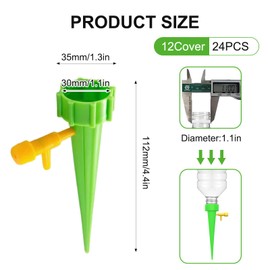 Gyinere 24 Pcs Self Watering Spikes,Self Watering Planter,for Plant,Vacation Plant Watering Devices,Adjustable Bottle-Top Plant Watering Spikes,for Indoor Outdoor Potted Plants,Self Watering Stakes