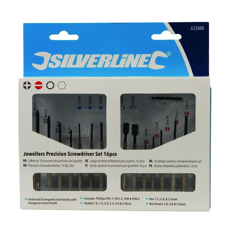 Silverline Jewellers Precision Screwdriver Set 16pce (633888)