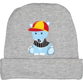 inktastic Basketball Referee Hippo, Cute Hippo, Referee Cap, Whistle Baby Beanie Hat Small Heather Grey 45c5b