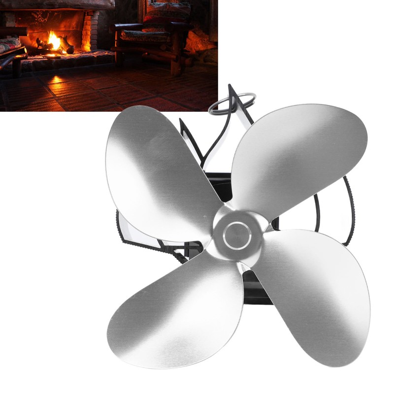 Wall Mounted Fireplace Fan 4 Blade Heat Powered Wood Stove