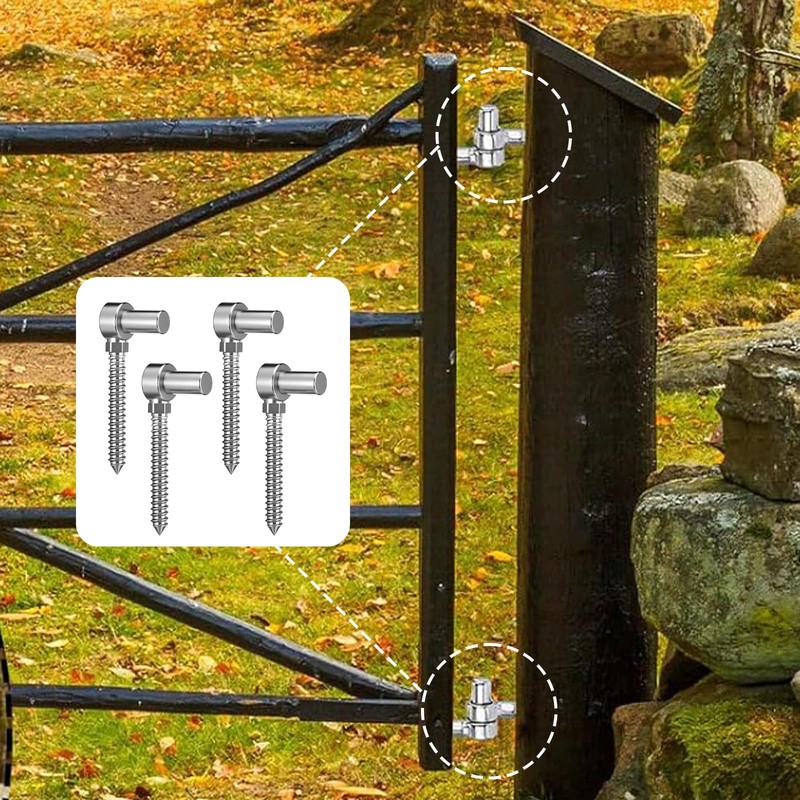 4 Pcs Stainless Steel Gate Hinges for Farm Wooden Fences,