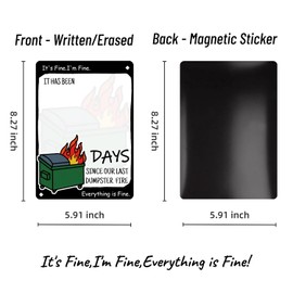 Dumpster Fire Desk Accessories Decorative Sign with Marker Pen,Mark Days Since Last Dumpster Fire,Funny Gifts for Office Coworker,Friends,Family,Nurse,Teacher,Boss,Men,Women