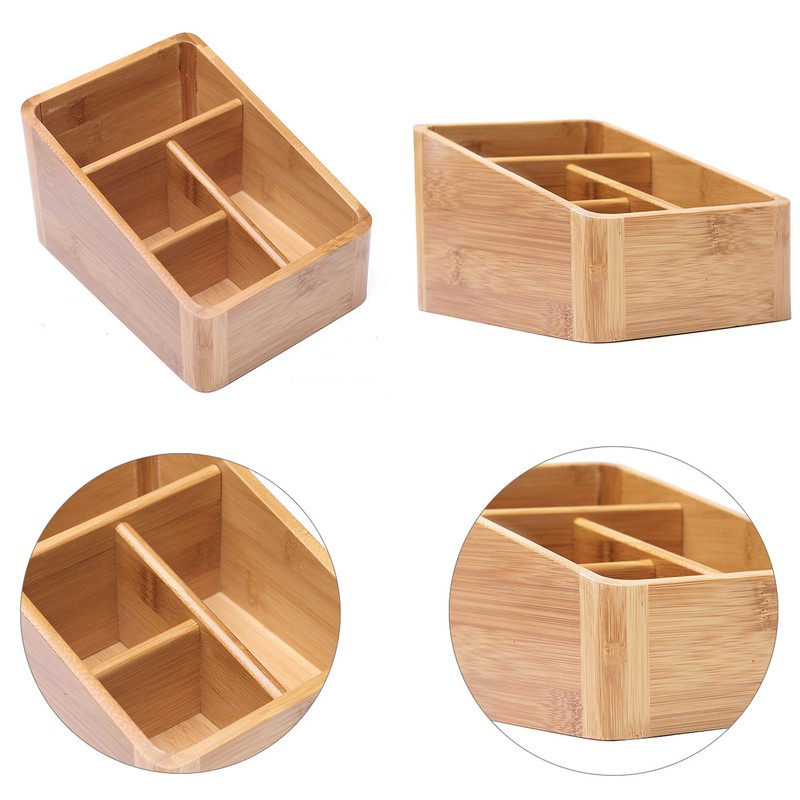 Holzsammlung Desk Organiser Multifunctional Bamboo Storage Boxes Office Box with