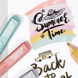 Diwimiki 8 Colors Metallic Highlighters Pen Set with Chisel Tips Smudge-Proof Water-Based Ink for Sparkling Markers Journaling and Art Projects