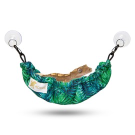 Crested Gecko Tank Accessories, Reptile Hammock, and Lizard Hammock (100% Polyester, 7.5 inches x 2 inches, one Suction Cups) Accessories Hide, Tie Dye, Blue Dots, Green Leaf, Gold Leaf
