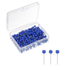 sourcing map 400 Pcs Push Pins, Map Thumb Tacks 4mm Round Head Decorative Push Pins for Bulletin Board Home Office Travel Wall DIY Crafts Map Photo, Blue