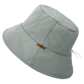 Sukeen Winter Bucket Hat Women Men Lightweight Cotton Filled Warm Hat Waterproof Adjustable Fisherman Hat for Hiking, Travel Grey
