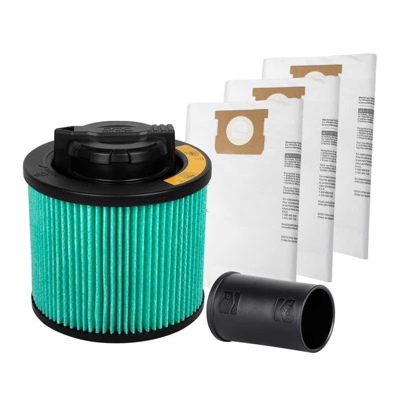 DEWALT Shop Vac HEPA Filter Replacement, 3-Pack Dust Bags &