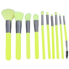 Make-up-Pinsel-Set, Foundation, Blending, Rouge, Puder-Set, Fluoreszierend Grüne Pinsel mit Holzgriff für Alle Schwierigkeitsgrade