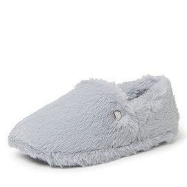 Dearfoams Women's Ellie Fluffy Snuggle Slipper, Sleet, Large
