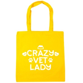 Hippowarehouse Crazy vet lady Tote Shopping Gym Beach Bag 42cm x38cm, 10 litres