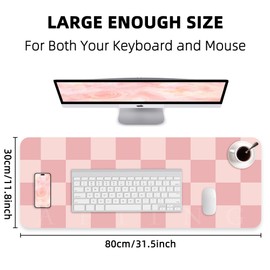 Non-Slip Desk Pad, Pink Desk mat, Waterproof PU Leather Desk Protector, Large Desk Blotter, Easy Clean Laptop Desk Writing Mat for Work/Home/Decor(Pink 31.5" x 12")