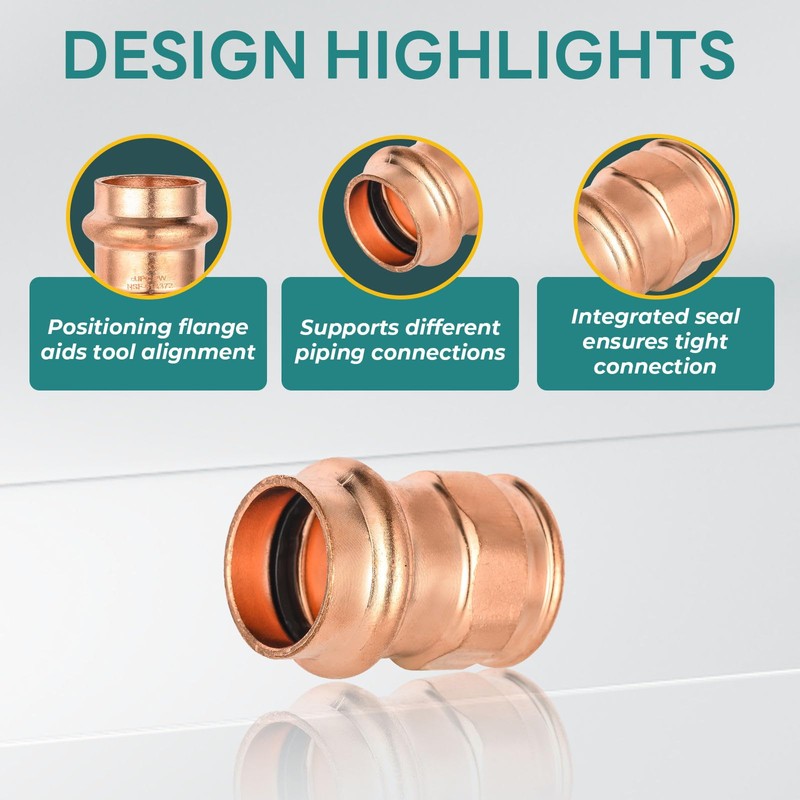 Niikappu 5 Pack Copper Female Adapter Fittings, 1/2" FNPT x