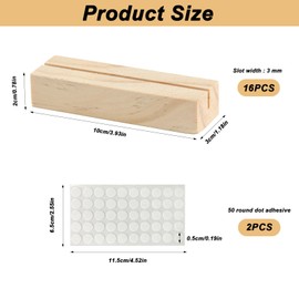 Jiujuda9 16 Pcs Wooden Place Card Holders for Tables, Table Number Holders Wooden Card Holder, Table Number Stands for Wedding Table Name Cards Menu Photo Number Pictures, with 2 Sheets Dots Stickers