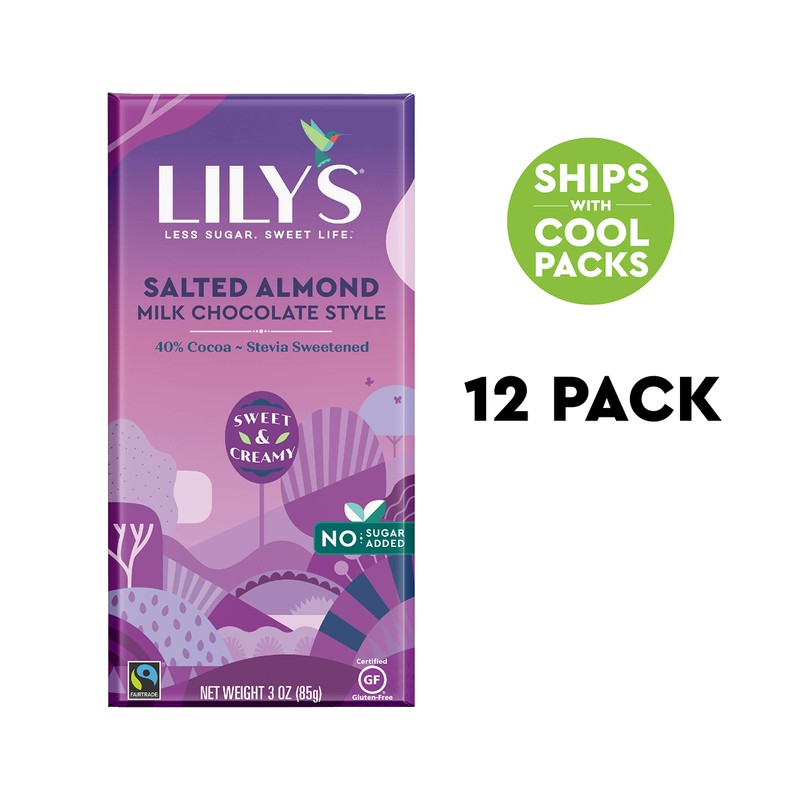Salted Almond Milk Chocolate Bar by Lily's | Stevia Sweetened,