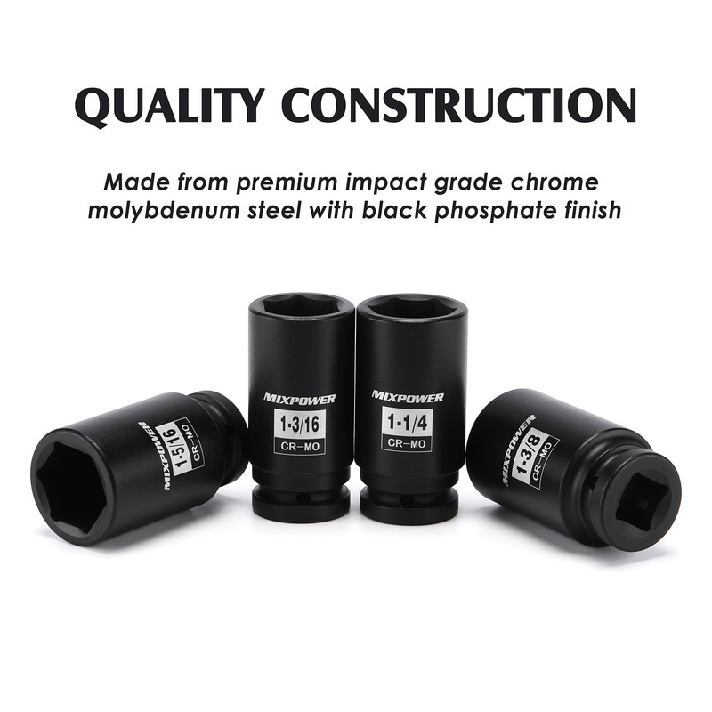 MIXPOWER 21 Pieces 3/4'' Drive Deep Jumbo Impact Socket Set,SAE(7/8''-2''),6