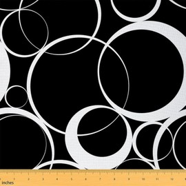 Feelyou Geometric Fabric by The Yard, Geometry Circle Pattern Upholstery Fabric for Chairs Sofa Couch, Modern Abstract Art Traditional Exotic Style Outdoor Fabric Waterproof, 1 Yard, Black White