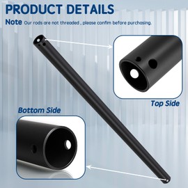 Feylan 16 Inch Ceiling Fan Downrod with UL Wires, Matte Black, 1-Inch Diameter, Unthreaded