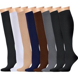 8 Pairs Compression Socks for Women & Men15-20 mmHg Support Socks for Athletic Running Hiking Circulation