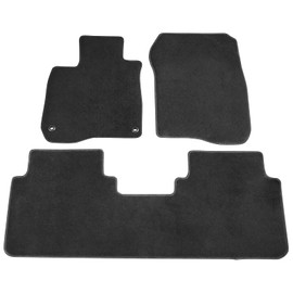 IKON MOTORSPORTS, Floor Mats Compatible with 2017-2022 Honda CR-V, Black Nylon Carpet Front & Rear 3PC Set, 2018 2019 2020
