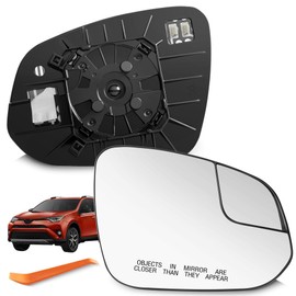 SNEMEEY Compatible with Toyota RAV4 Passenger Side Mirror Glass 2016 2017 2018 - Right Side Replacement View Mirror, Heated Chrome Convex Mirror with Backing Plate and Rear Holder