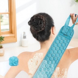 Unisex Deep Cleaning Shower Brush Set, Powerful Sandpaper Dead Skin Remover Tool, Portable Travel Bath Ball Scrubber, Washable Durable Body Massage Care:_Blue_3 counts/set