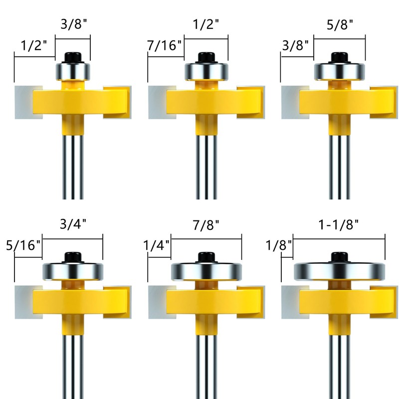 1/4 Inch Shank Rabbet Router Bit 1/4", 3/8", 1/2" Cutting