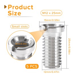 Lyeteung 5 PCS M12 x 25mm Sink Basket Screw, Sink Strainer Stainless Steel Screws, for Sink Strainer Plug Kitchen