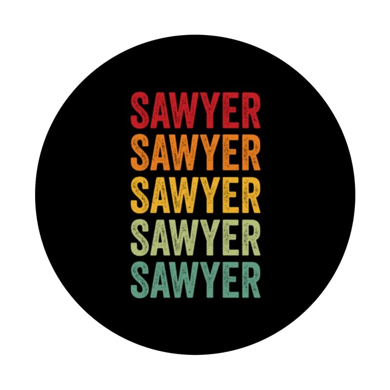 Sawyer Rainbow Repeat Sawyer Name Text PopSocket with Interchangeable PopGrip