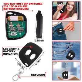 Kingdder 2 Pcs 8 Dip Switch Garage Door Remote Two Button Garage Remote Compatible with Linear Delta 3 (DT DTA DTD DTC DNT00002A) Opener 310mhz, Control 2 Different Doors Simultaneously