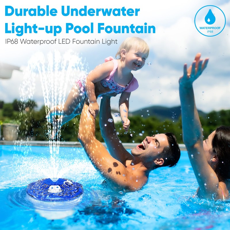 Pyle Floating Pool Fountain with 6 Mode LED Light Show,